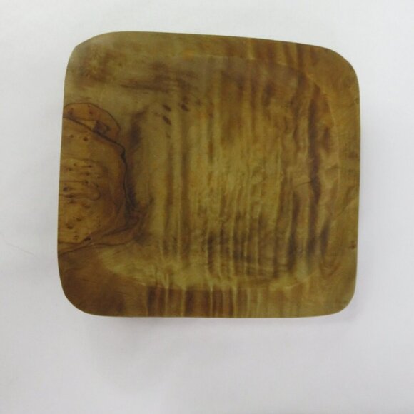 Set of 3 Wooden Dishes Square Hand Carved Wood Plates Tray Serving - Picture 4 of 10